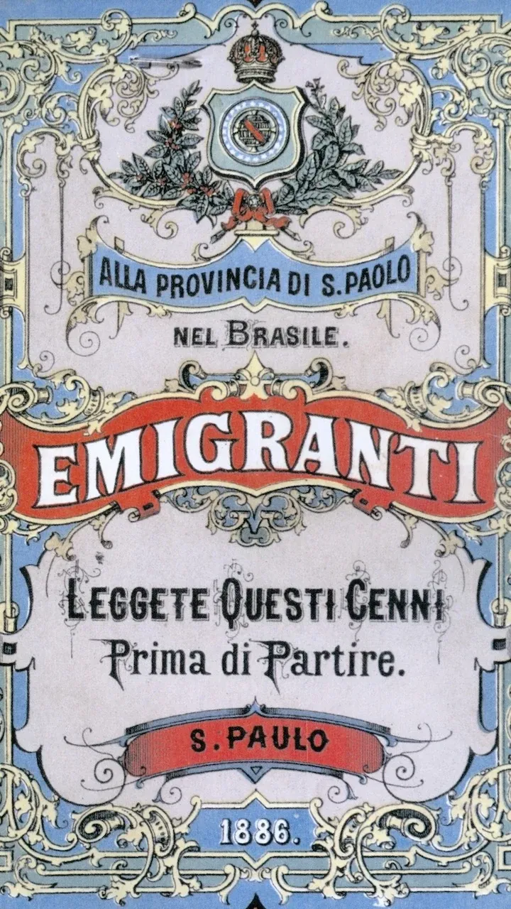 An 1886 poster aimed at attracting immigration of Italians to São Paulo in Brazil.